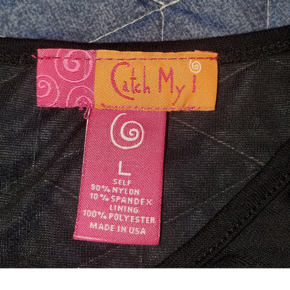 Catch My I Size L Floral Lace Bodycon Black  Y2K Mini Dress Mesh Whimsygoth - Picture 5 of 8